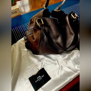 Coach leather bag with suede